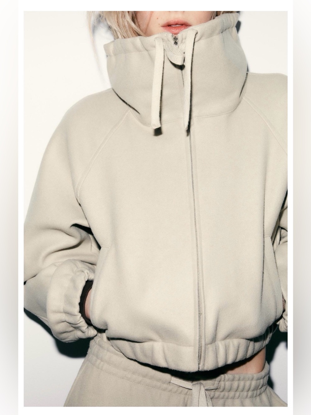 Zara Matching Set Oversized 2-Piece Bomber Jacket and Barrel Pants Gray Green - Picture 6 of 16
